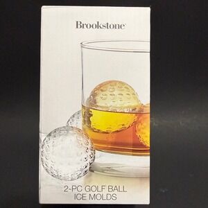 Brookstone 2-PC Golf Ball Ice Molds Silicone Sphere Whiskey Barware NEW IN BOX